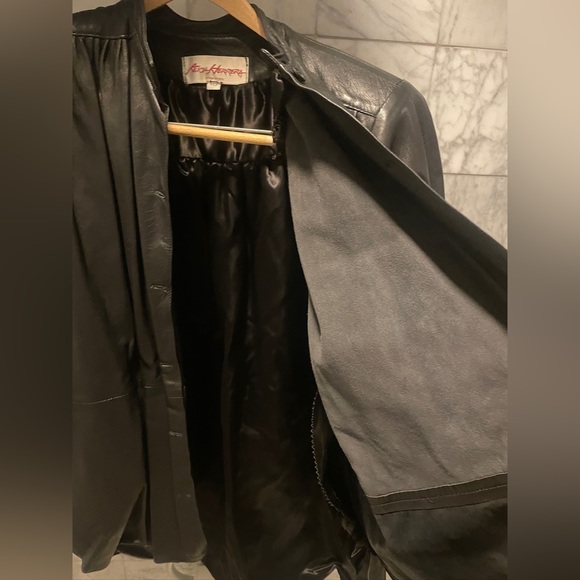 Alicia Herrera New York 1980s Vintage black leather jacket 80s designer - Picture 5 of 9